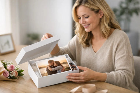 Personlig presentbox med bild som känns