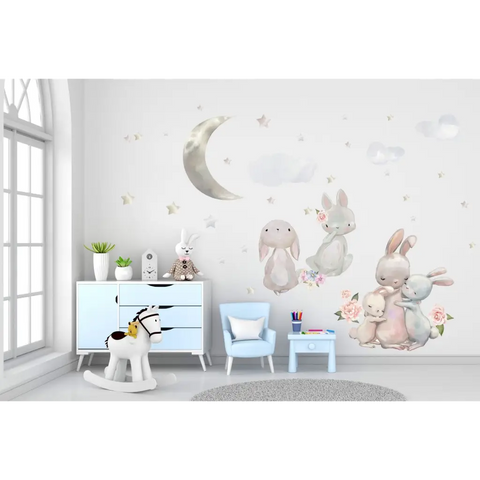 Väggdekal – Kaniner med stjärnor och moln ReStyle Interiör 