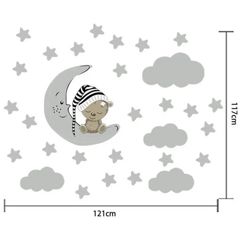 Väggdekor - Björn i månen med stjärnor och moln ReStyle Interiör 